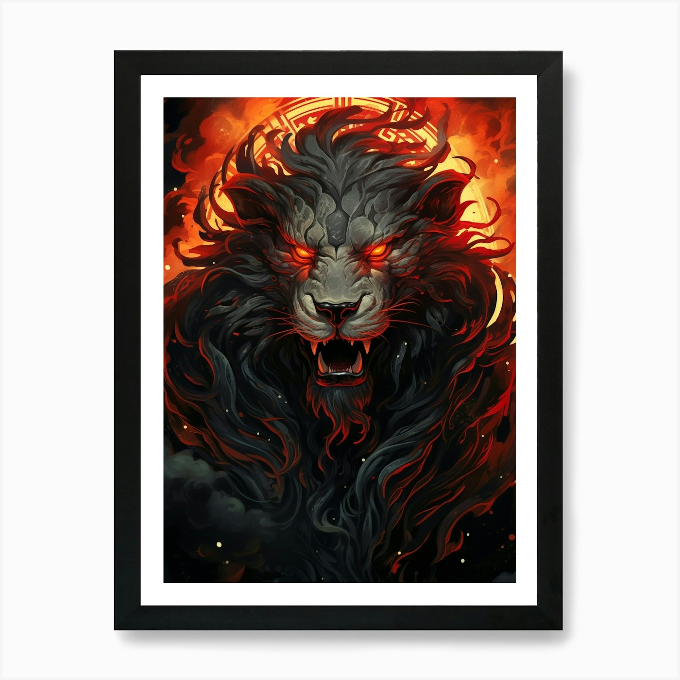 Lion Of The Abyss Art Print Framed Wall Art Poster Canvas Print Picture