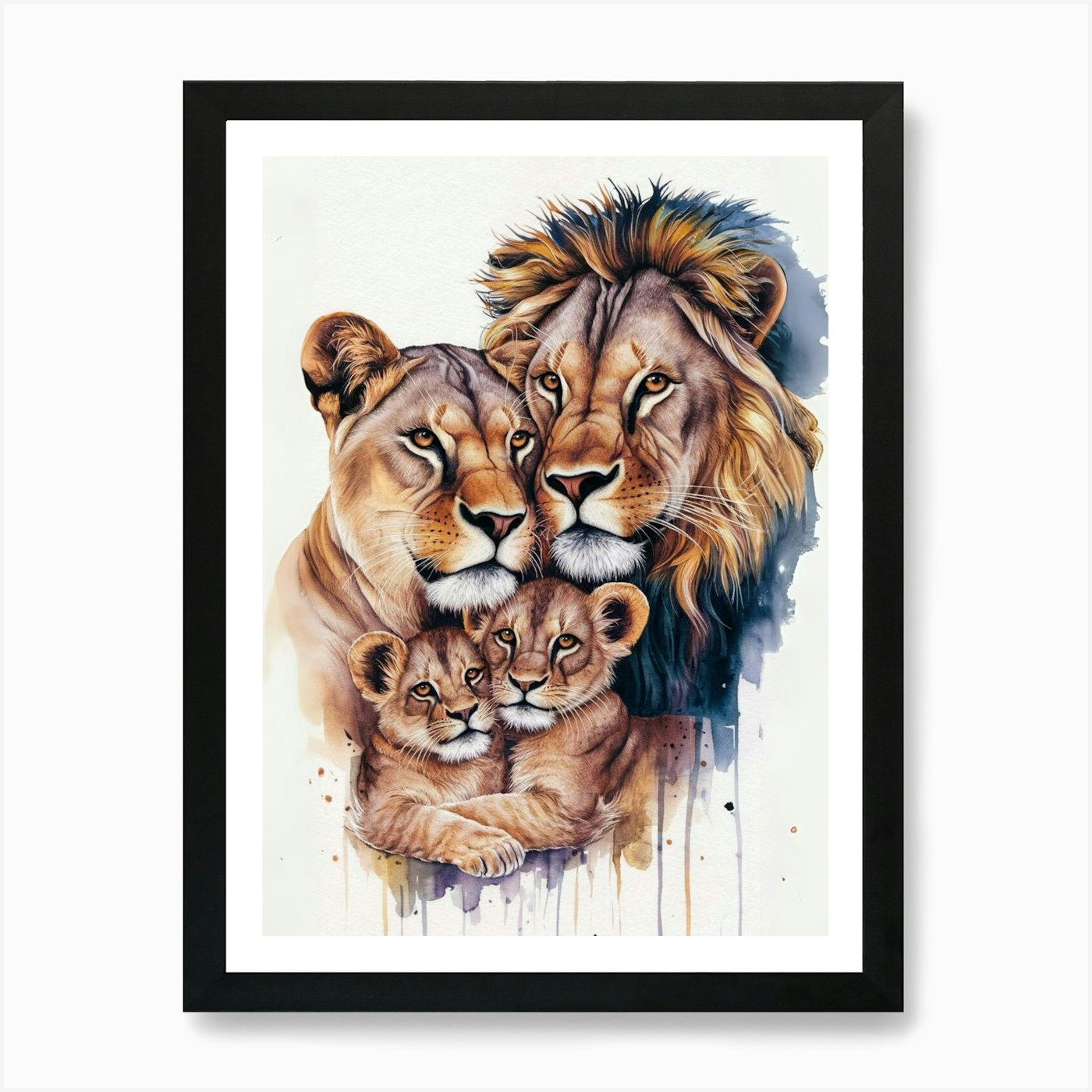 Lion Family Art Print Framed Wall Art Poster Canvas Print Picture