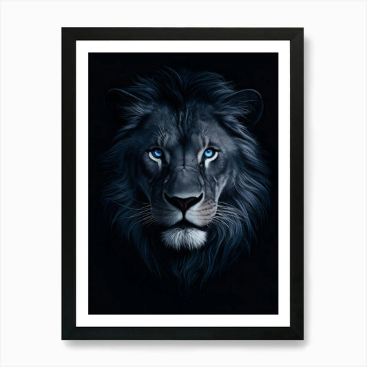 Blue Eyes Lion Art Print Framed Wall Art Poster Canvas Print Picture