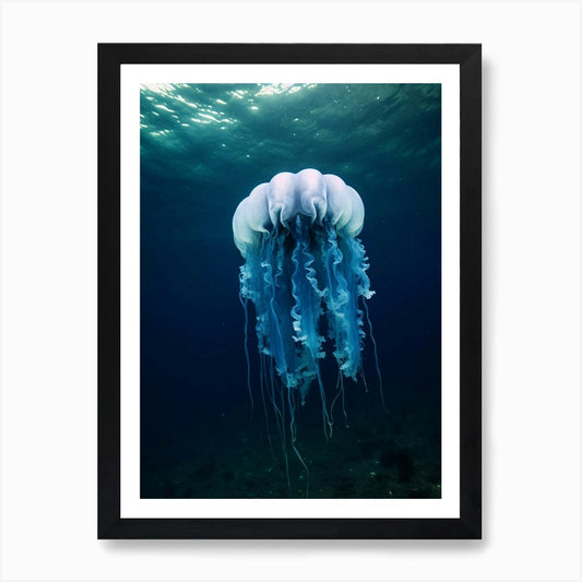 Lions Mane Jellyfish Ocean Realisti Framed Wall Art Poster Canvas Print Picture