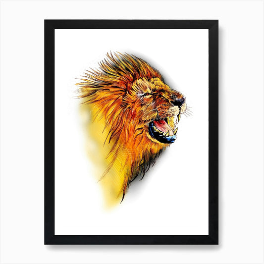 A Nice Lion Art Illustration In A P Framed Wall Art Poster Canvas Print Picture