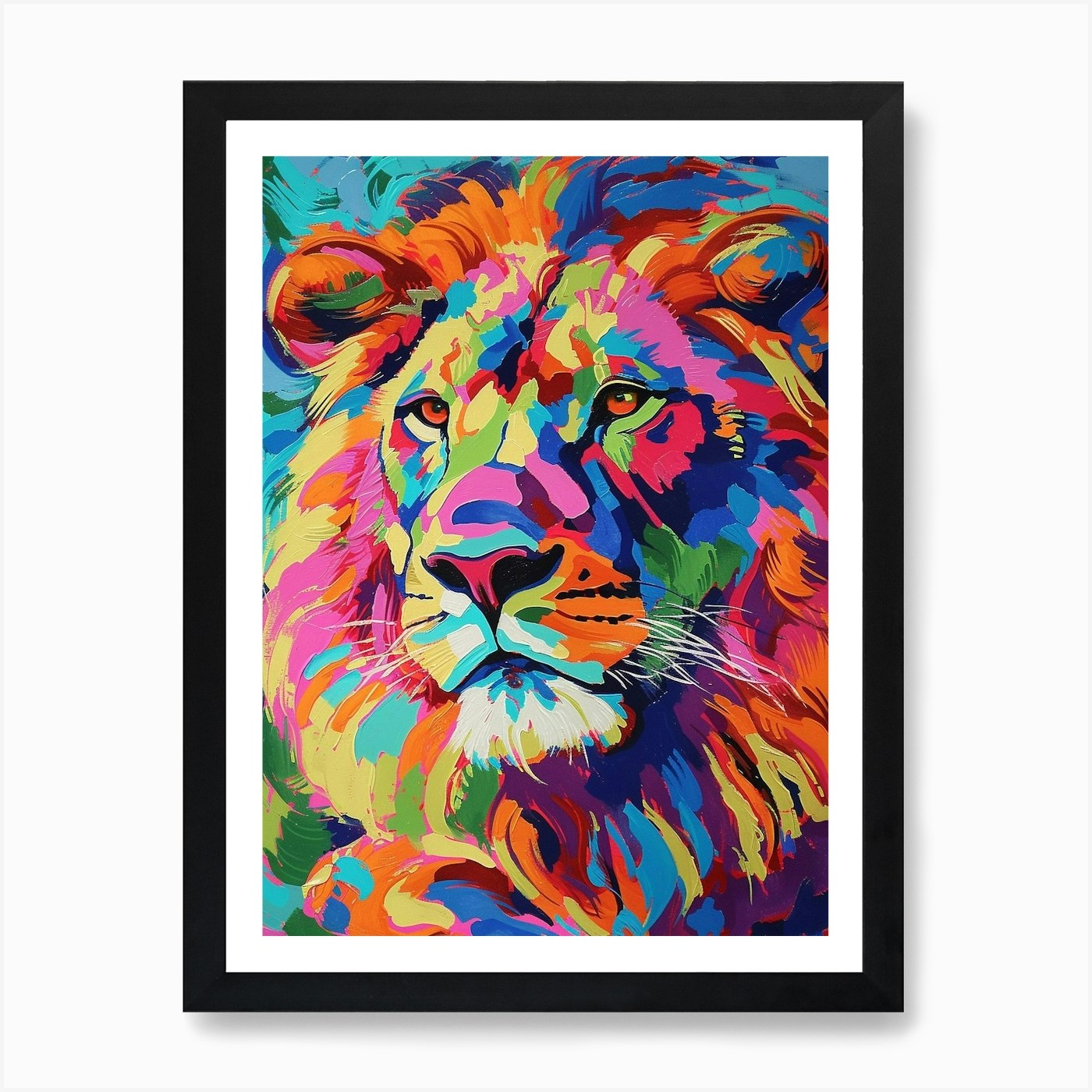 Asiatic Lion Symbolic Imagery Fauvi Framed Wall Art Poster Canvas Print Picture