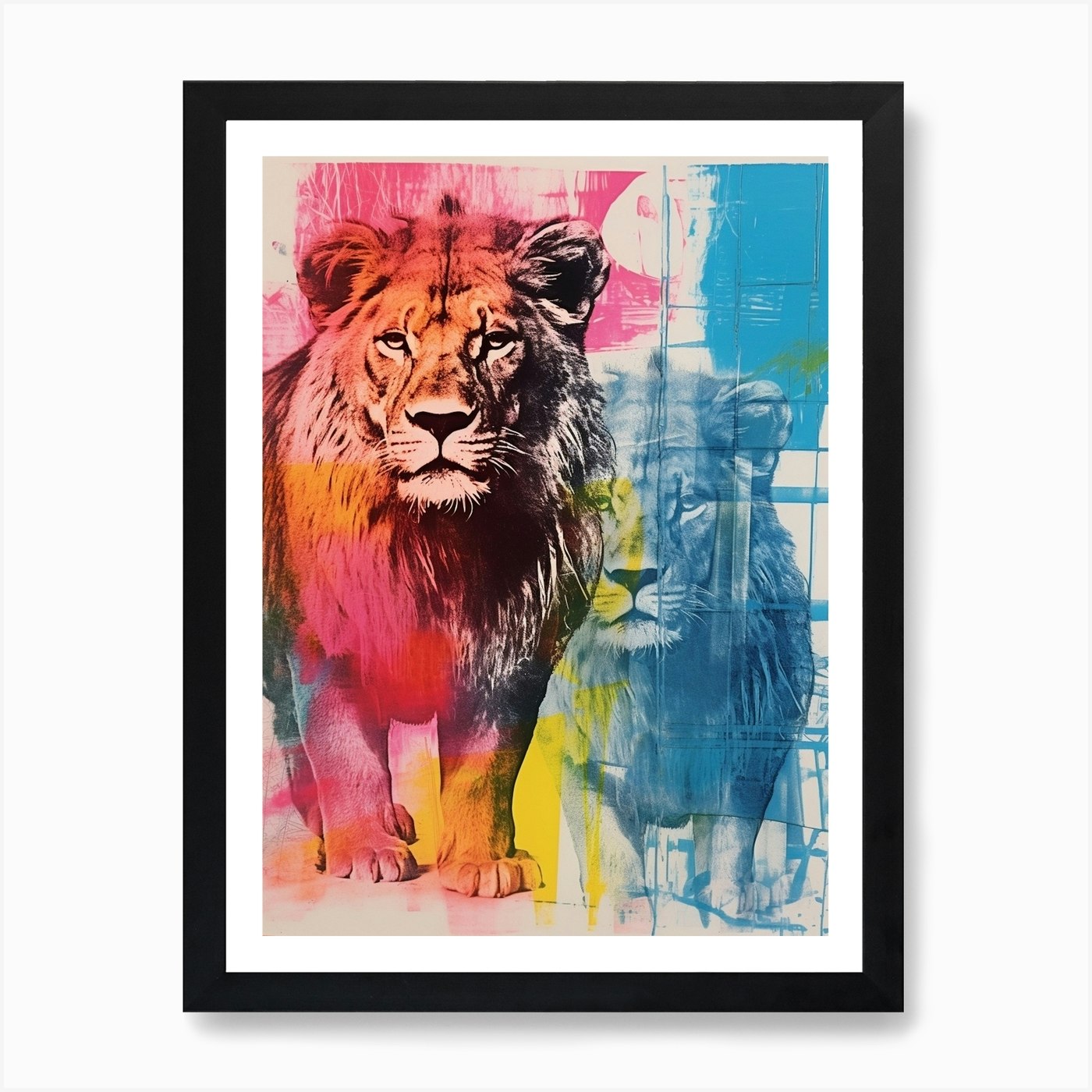 Lion Screen Print Inspired 1 Art Pr Framed Wall Art Poster Canvas Print Picture