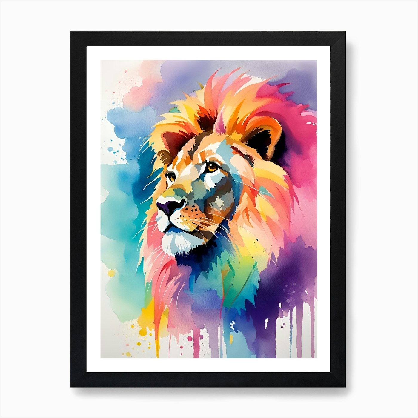 Colorful Lion Painting 2 Art Print Framed Wall Art Poster Canvas Print Picture