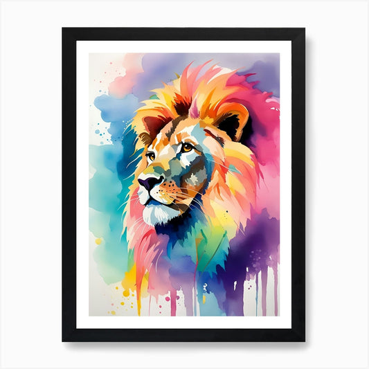 Colorful Lion Painting 2 Art Print Framed Wall Art Poster Canvas Print Picture