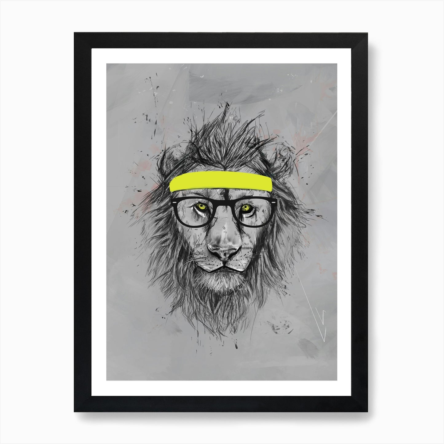 Hipster Lion Art Print Framed Wall Art Poster Canvas Print Picture