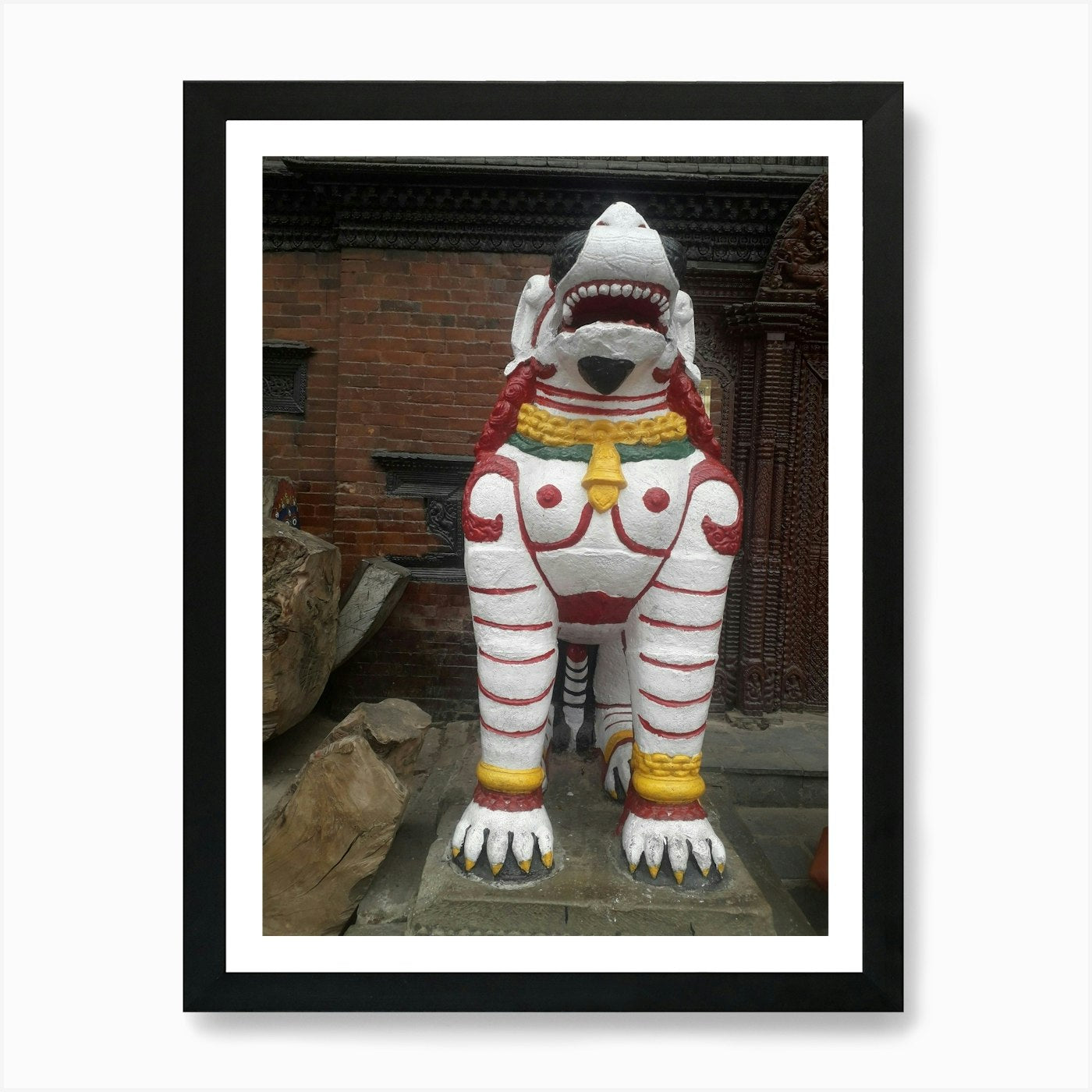 Lion Statue By Binod Dawadi 1 Art P Framed Wall Art Poster Canvas Print Picture
