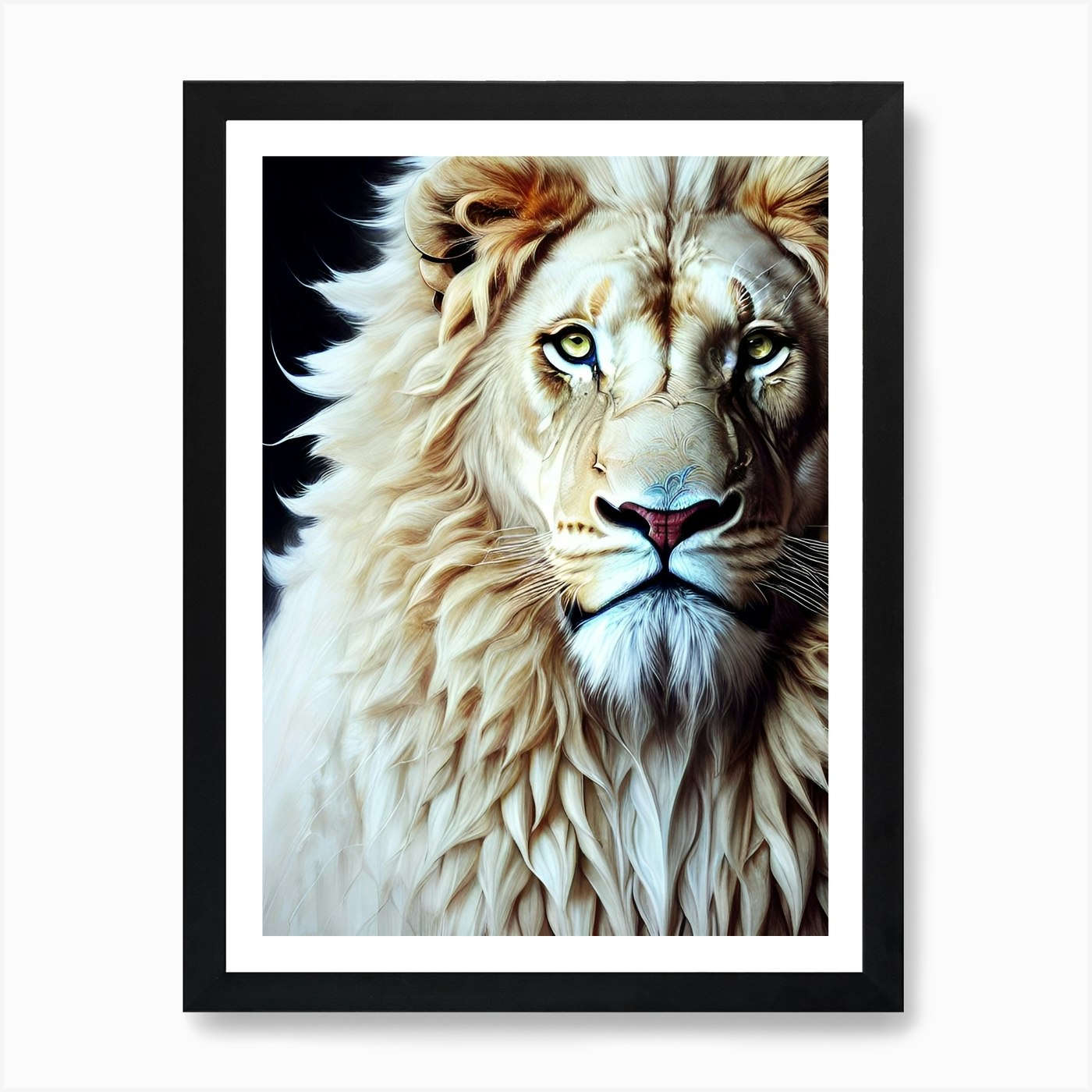 White Lion 6 Art Print Framed Wall Art Poster Canvas Print Picture