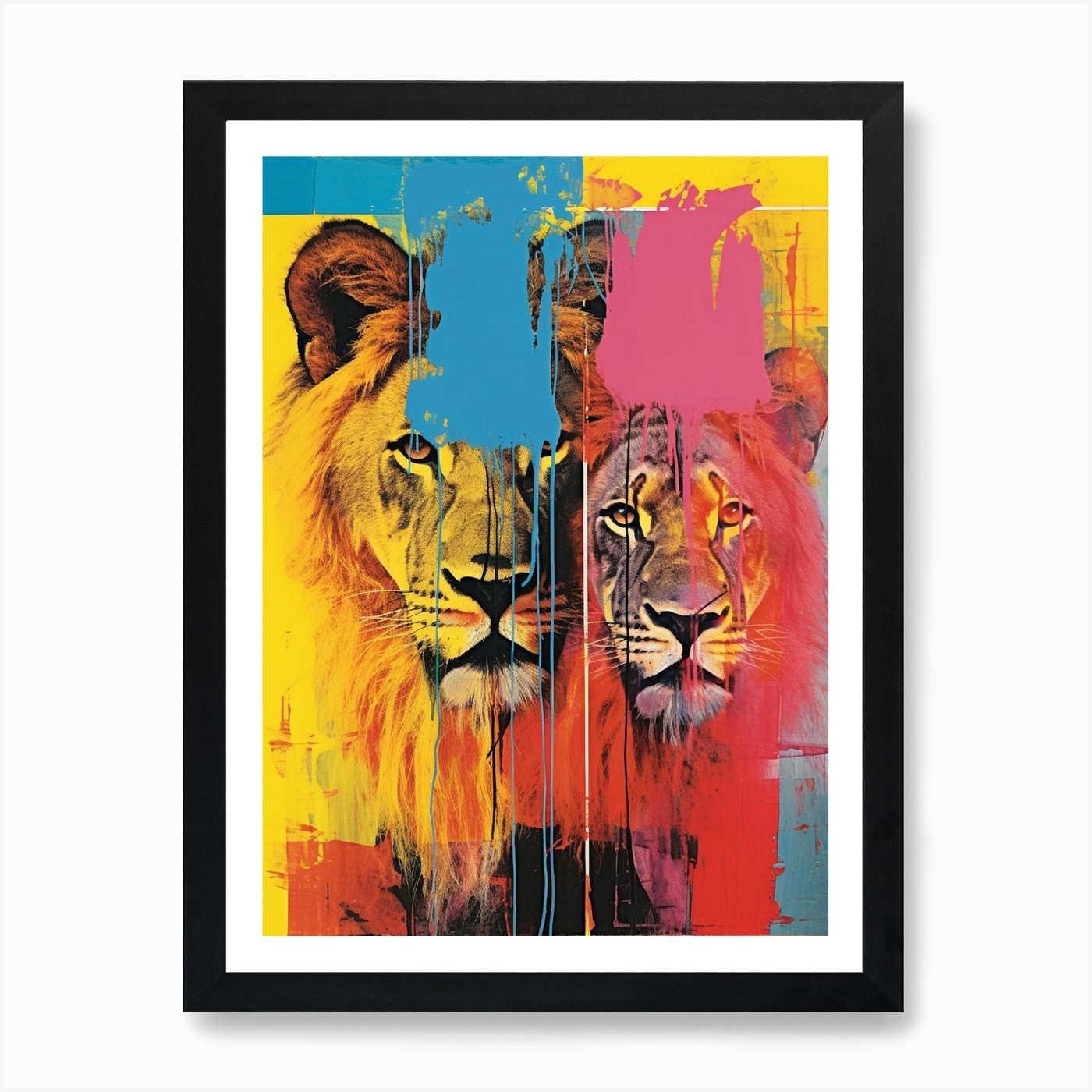 Lion Screen Print Inspired 3 Art Pr Framed Wall Art Poster Canvas Print Picture