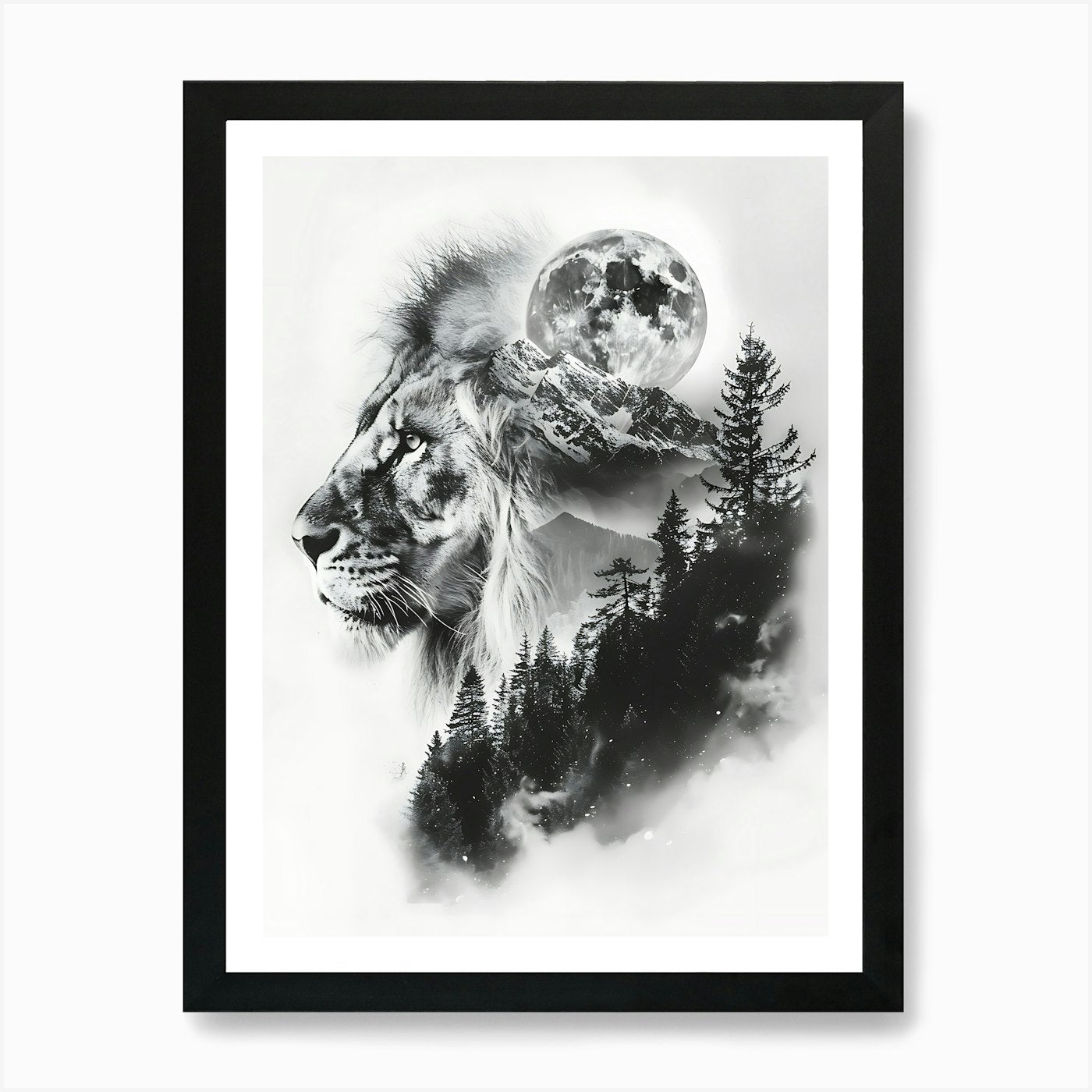 Lion In The Forest 20 Art Print Framed Wall Art Poster Canvas Print Picture