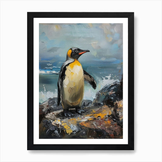 African Penguin Sea Lion Island Oil Framed Wall Art Poster Canvas Print Picture
