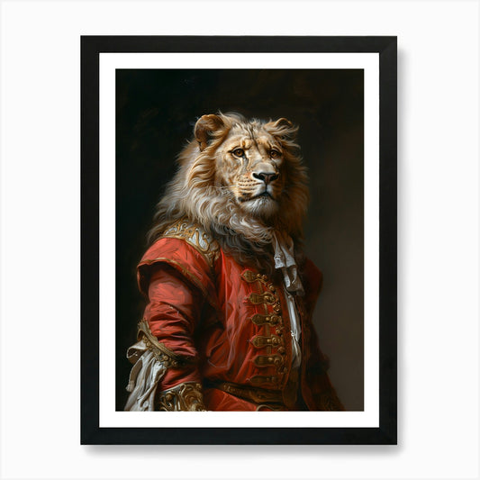 Renaissance Lion Portrait Art Print Framed Wall Art Poster Canvas Print Picture