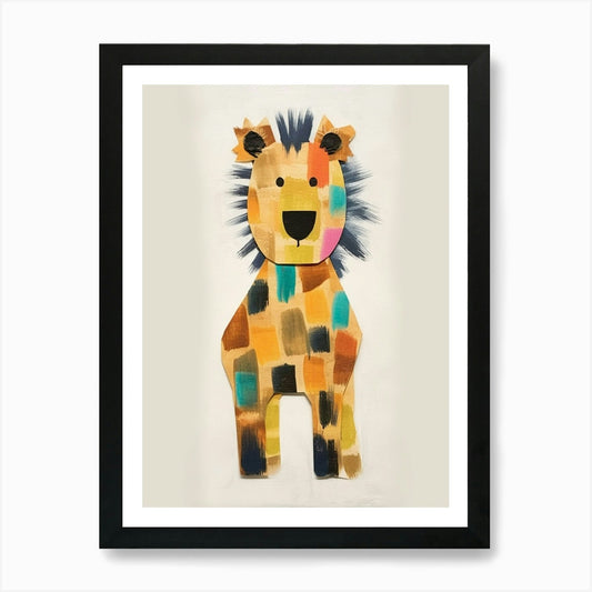 Lion Kids Patchwork Painting Art Pr Framed Wall Art Poster Canvas Print Picture