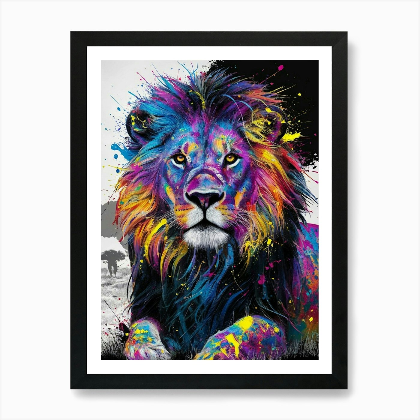 Lion Painting 1 Art Print Framed Wall Art Poster Canvas Print Picture