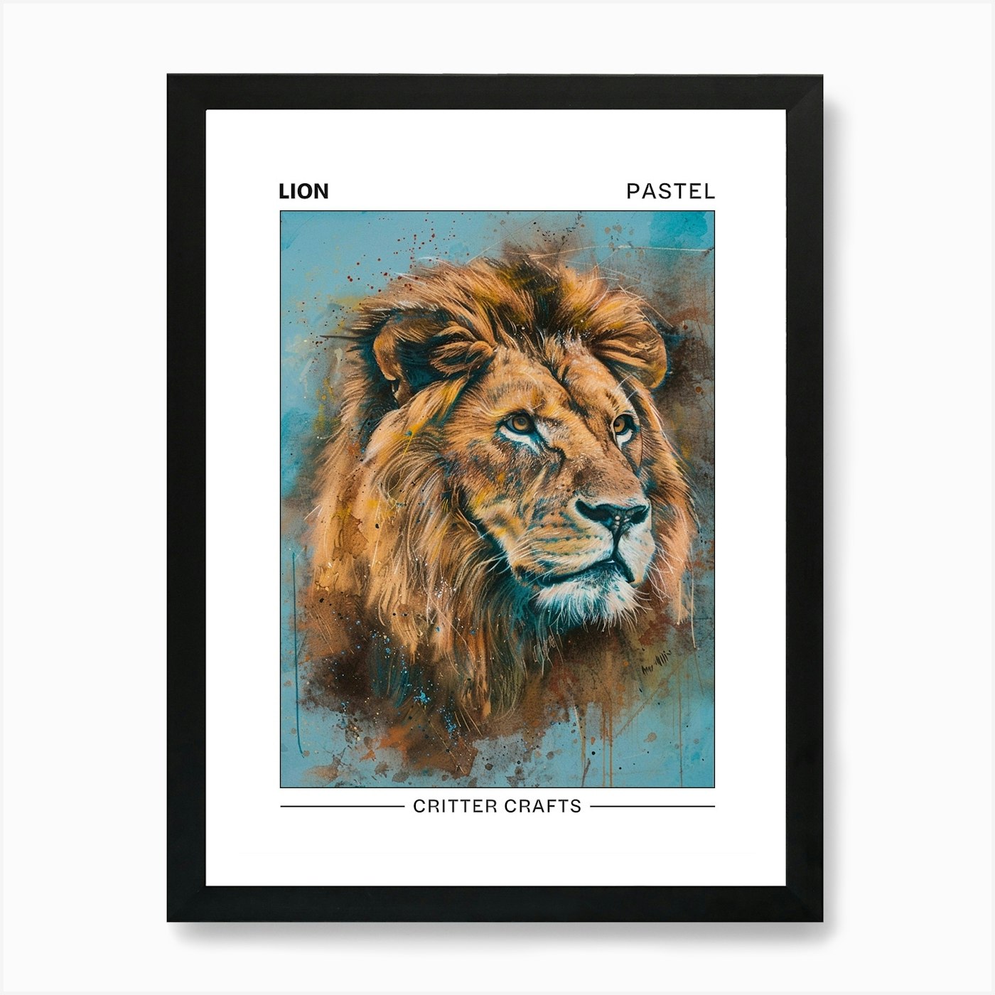 Lion Pastel Watercolour 2 Poster Ar Framed Wall Art Poster Canvas Print Picture