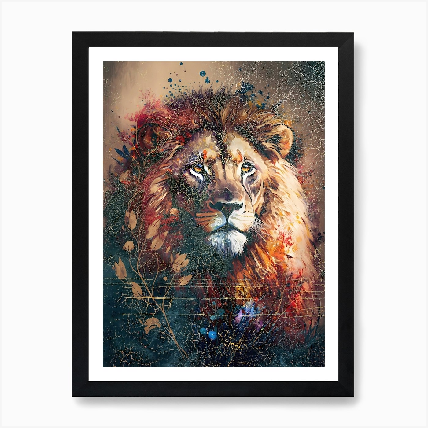 Lion Art Illustration In A Photomon Framed Wall Art Poster Canvas Print Picture