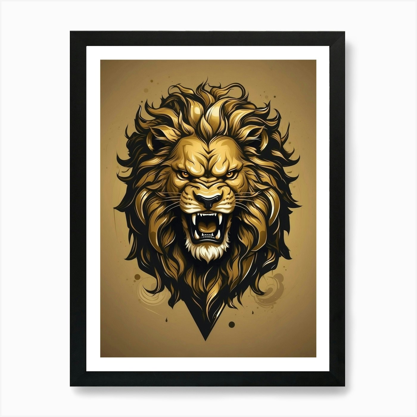 Lion Head Art Print Framed Wall Art Poster Canvas Print Picture