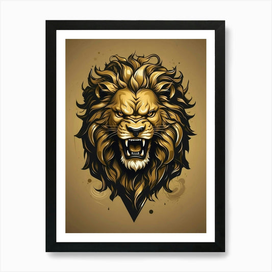 Lion Head Art Print Framed Wall Art Poster Canvas Print Picture