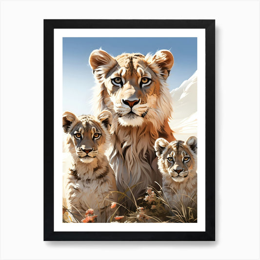 Lions In The Wild Art Print Framed Wall Art Poster Canvas Print Picture