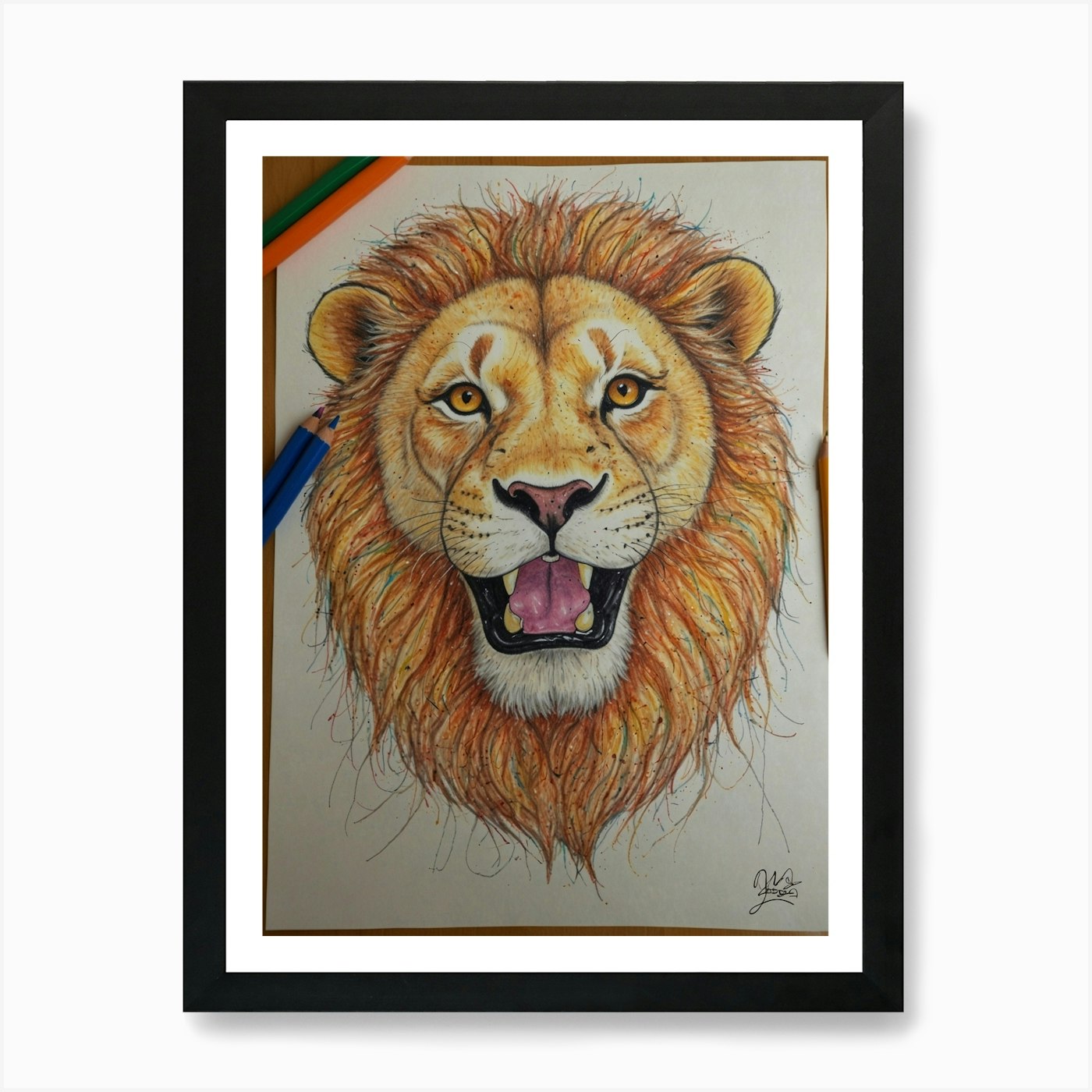 Lion Drawing 1 Art Print Framed Wall Art Poster Canvas Print Picture