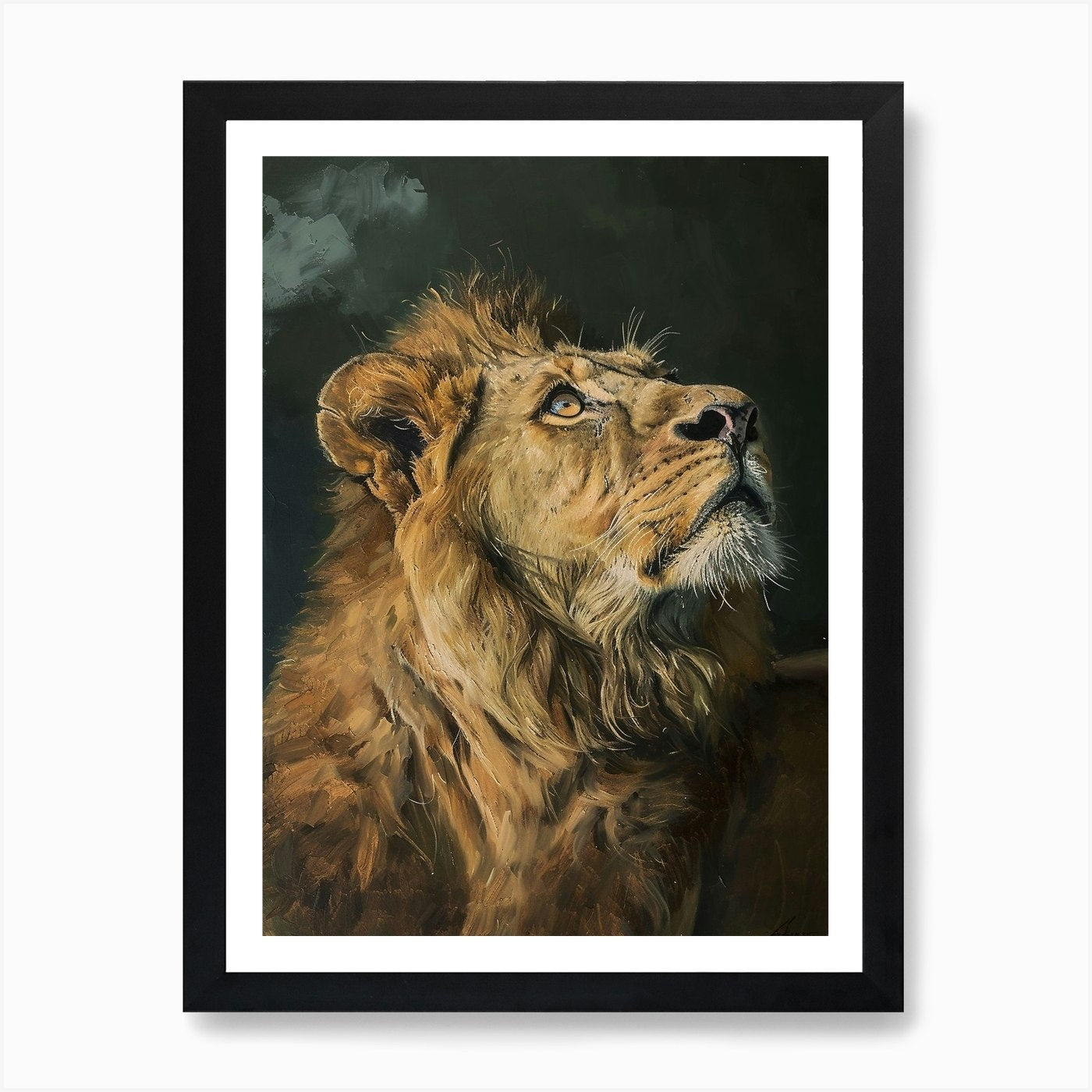 Barbary Lion Night Hunt Acrylic Pai Framed Wall Art Poster Canvas Print Picture