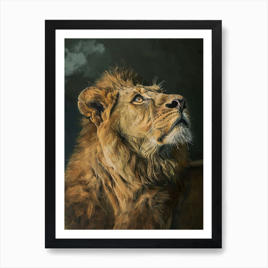 Barbary Lion Night Hunt Acrylic Pai Framed Wall Art Poster Canvas Print Picture