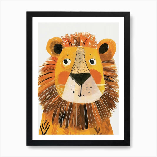 African Lion Portrait Close Up Clip Framed Wall Art Poster Canvas Print Picture