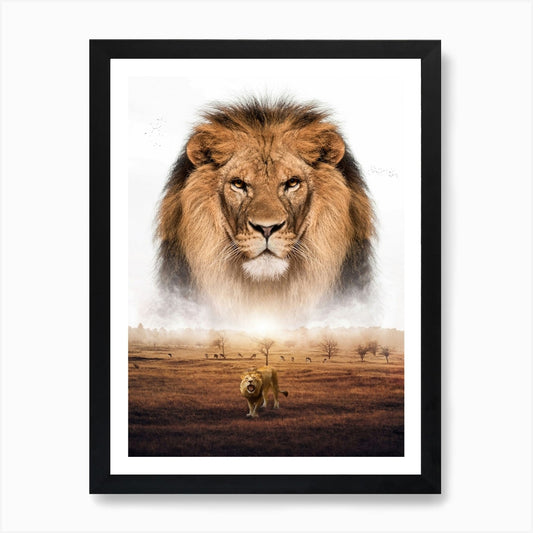Lion King Of Animals Africa Art Pri Framed Wall Art Poster Canvas Print Picture
