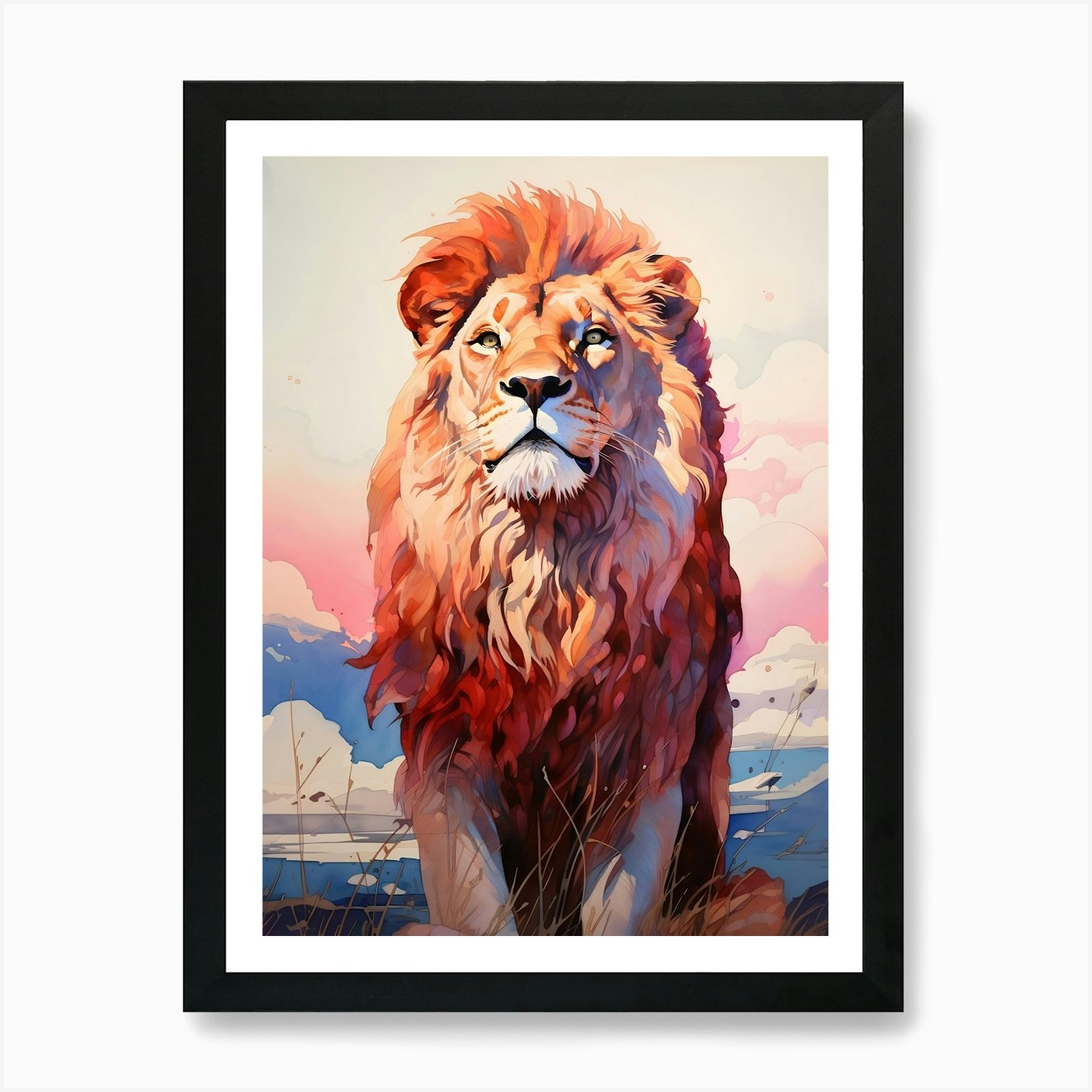Lion animal Art Print Framed Wall Art Poster Canvas Print Picture