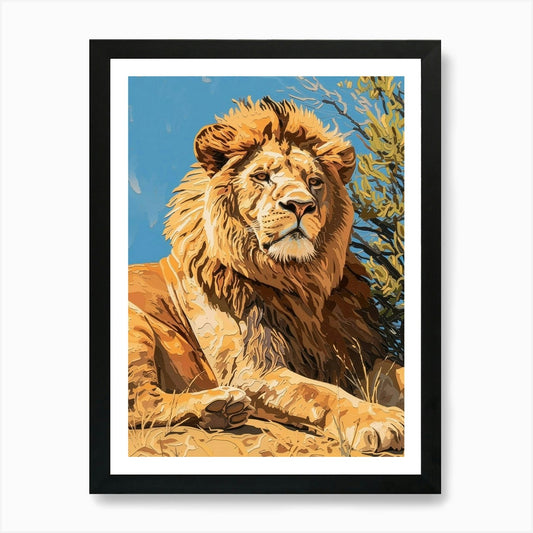 Barbary Lion Relief Illustration Ma Framed Wall Art Poster Canvas Print Picture