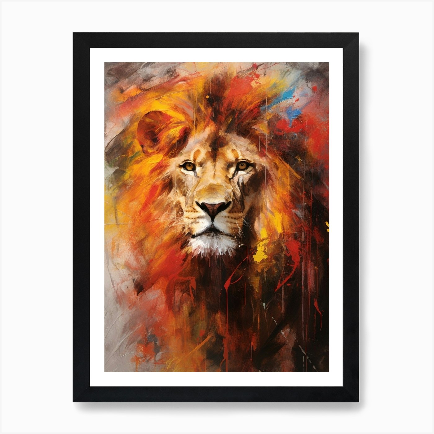 Lion Abstract Expressionism 4 Art P Framed Wall Art Poster Canvas Print Picture