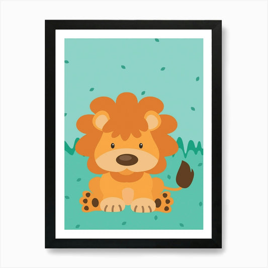 Lion In The Grass Art Print Framed Wall Art Poster Canvas Print Picture