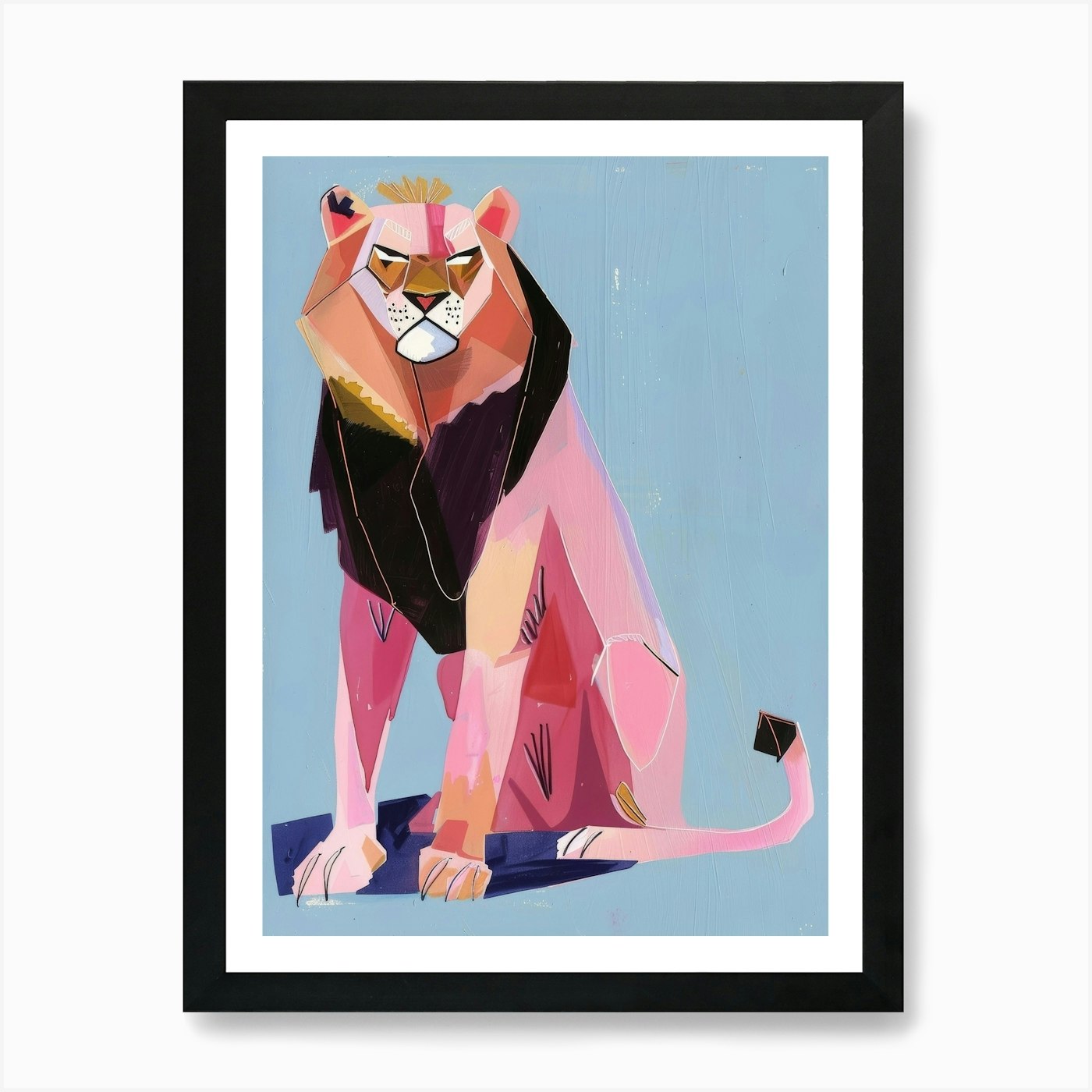 Lion Illustration 6262 Art Print Framed Wall Art Poster Canvas Print Picture