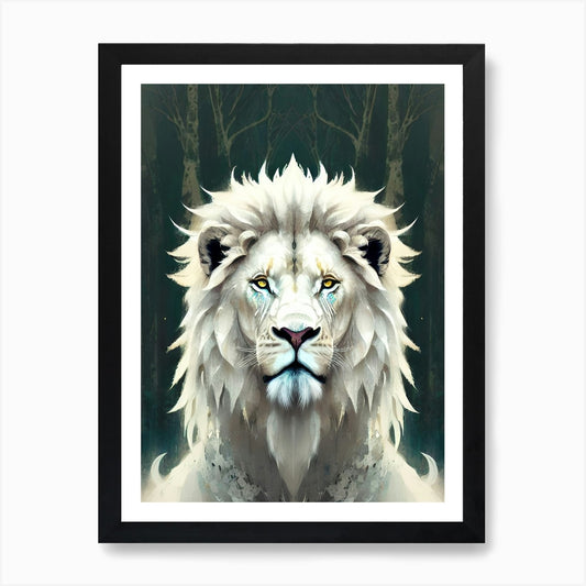 White Lion 2 Art Print Framed Wall Art Poster Canvas Print Picture