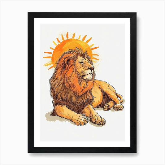 Barbary Lion Resting In The Sun Cli Framed Wall Art Poster Canvas Print Picture