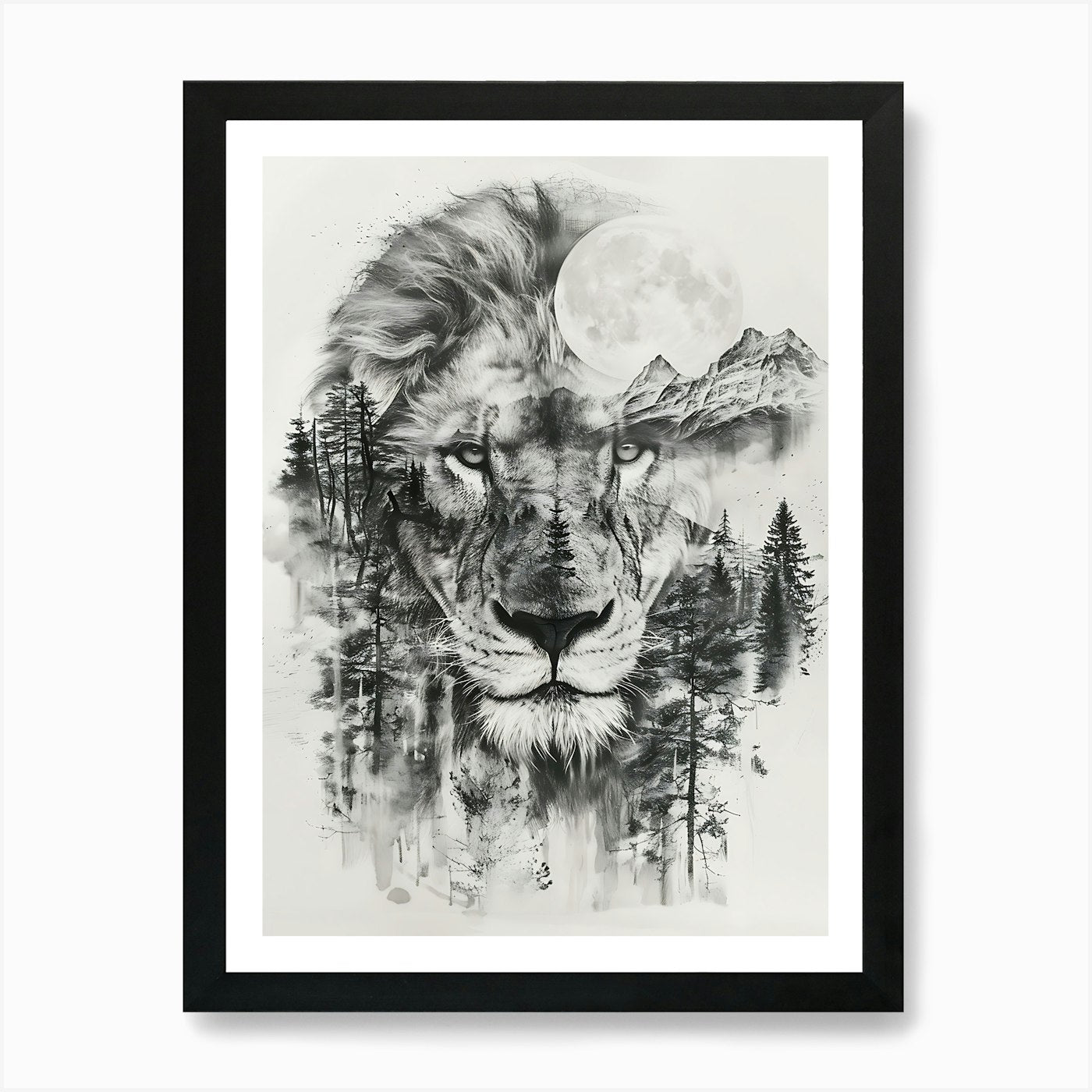 Lion In The Forest 8 Art Print Framed Wall Art Poster Canvas Print Picture