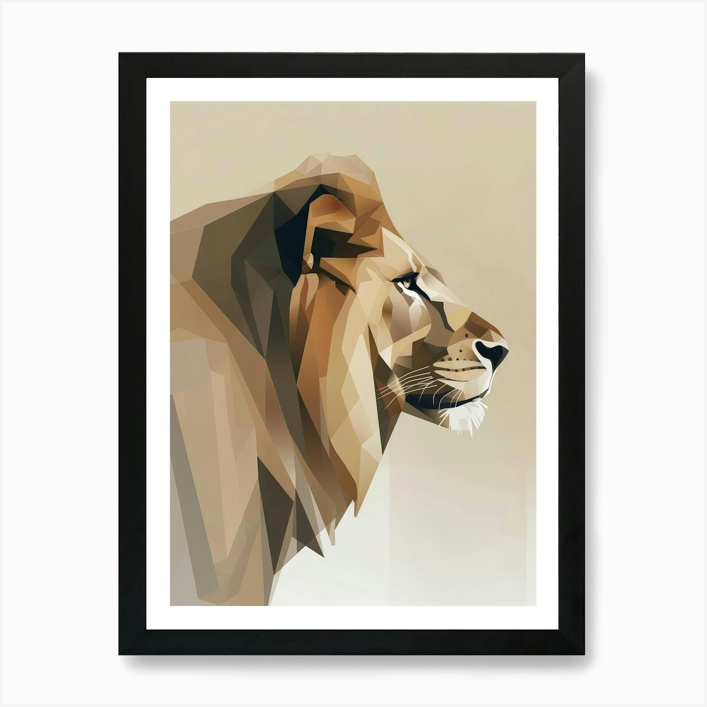 Low Poly Lion Art Print Framed Wall Art Poster Canvas Print Picture