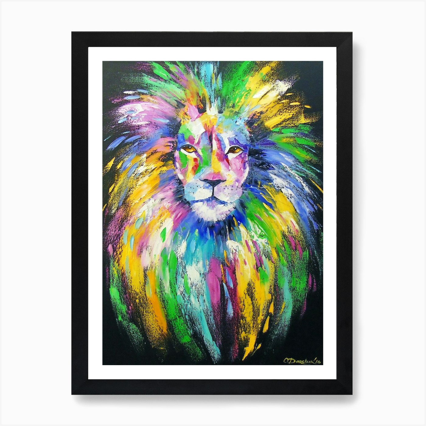 Rainbow Lion Art Print Framed Wall Art Poster Canvas Print Picture