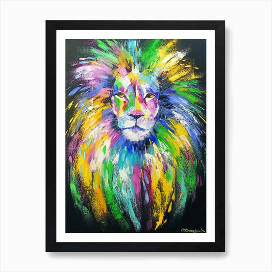Rainbow Lion Art Print Framed Wall Art Poster Canvas Print Picture