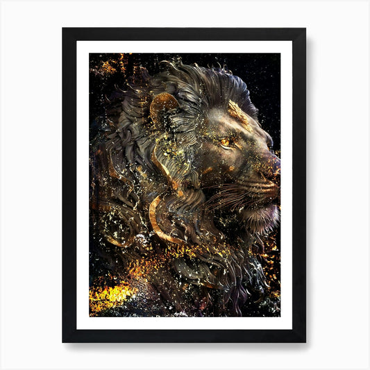 Lion Animal Art Illustration In A P Framed Wall Art Poster Canvas Print Picture