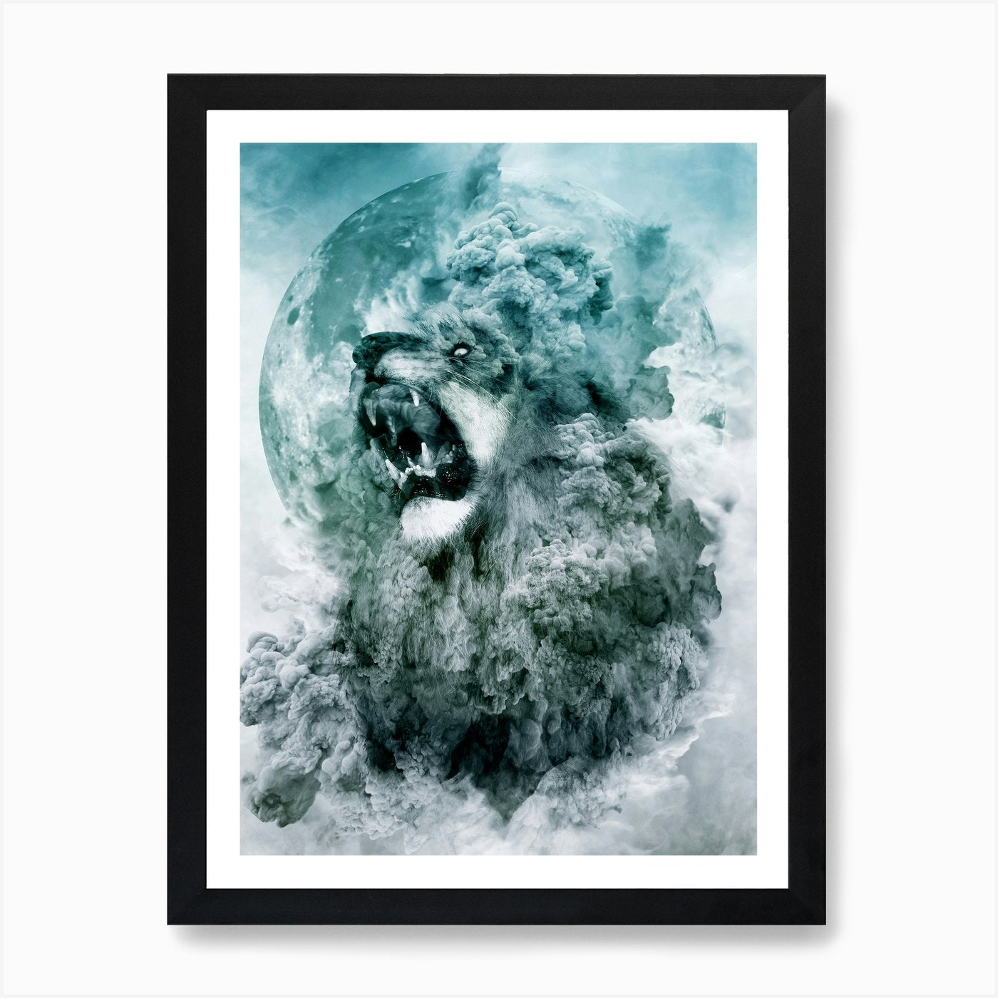 Lion Blue Art Print Framed Wall Art Poster Canvas Print Picture