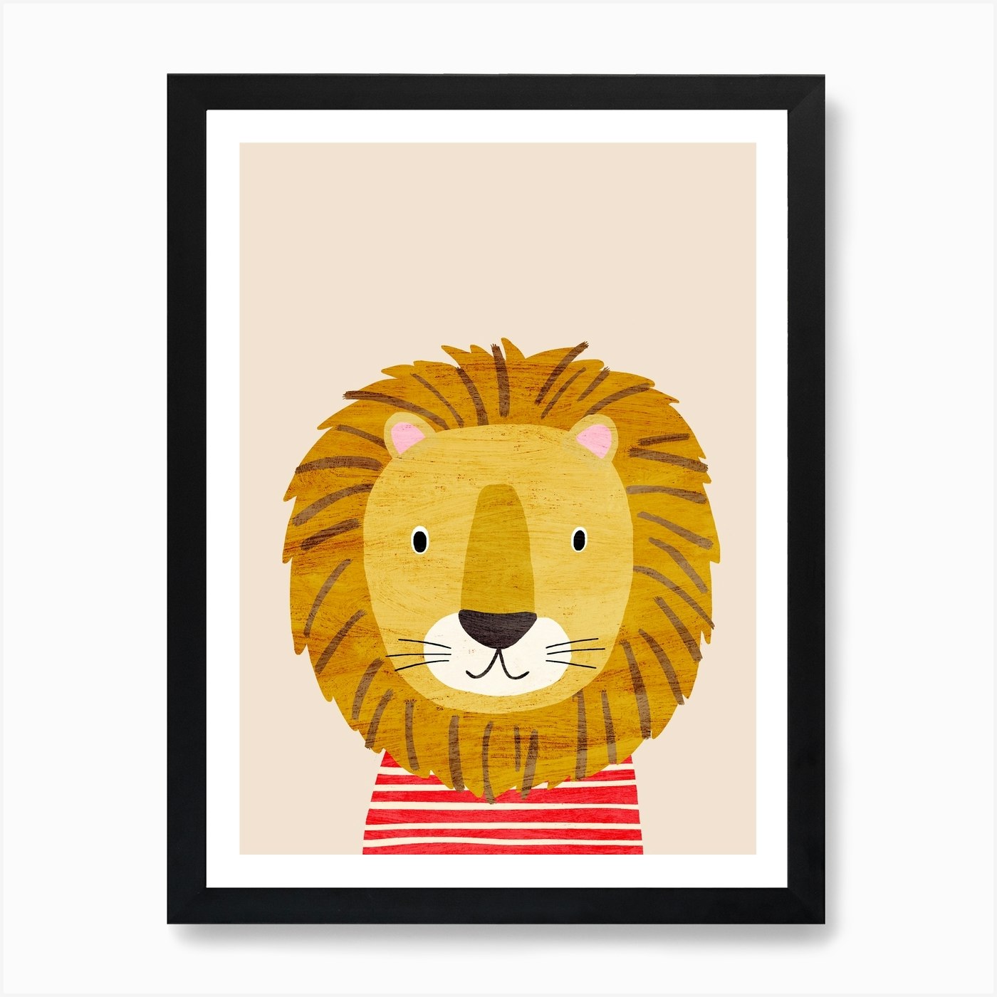 Lion Cream Nursery Animal Art Print Framed Wall Art Poster Canvas Print Picture