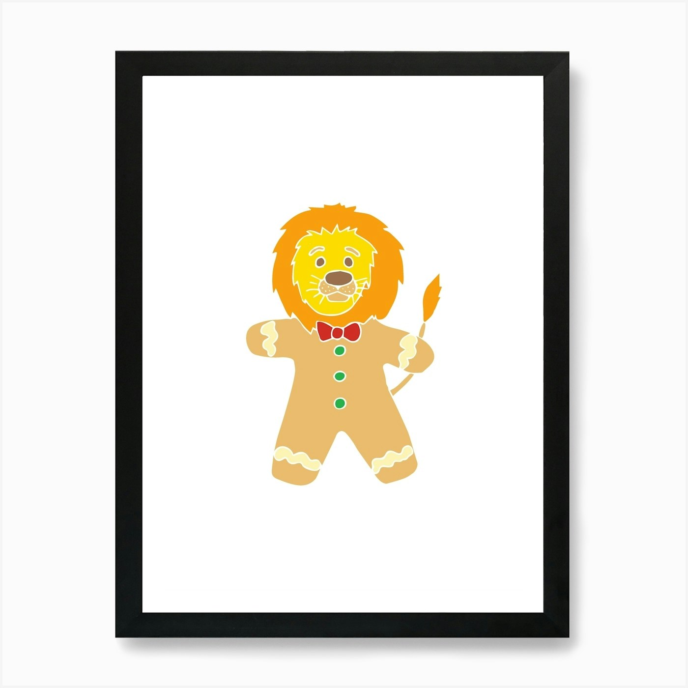 Gingerbread Lion, Fun Circus Animal Framed Wall Art Poster Canvas Print Picture