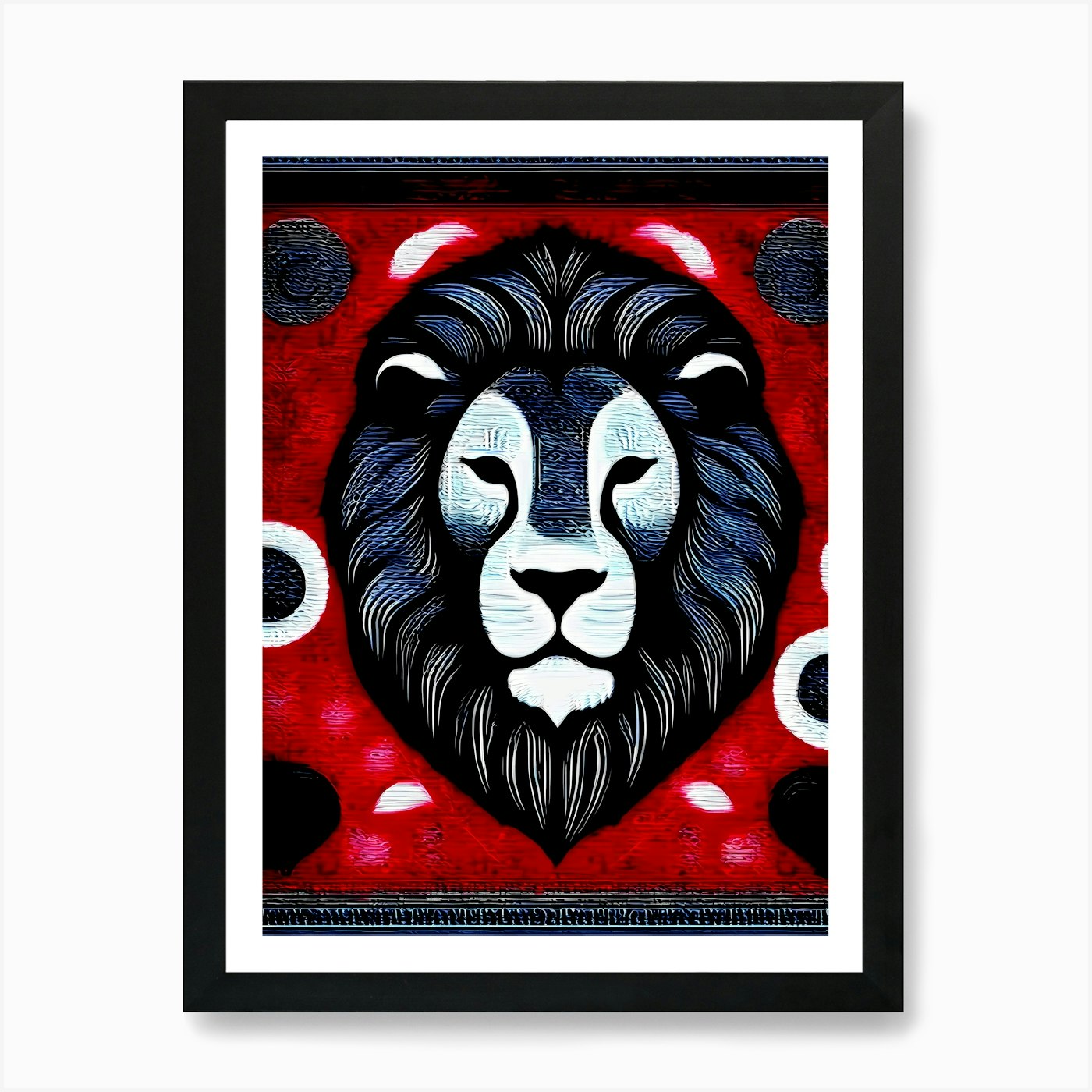 Lion Lino Fabric Art, 1444 Art Prin Framed Wall Art Poster Canvas Print Picture