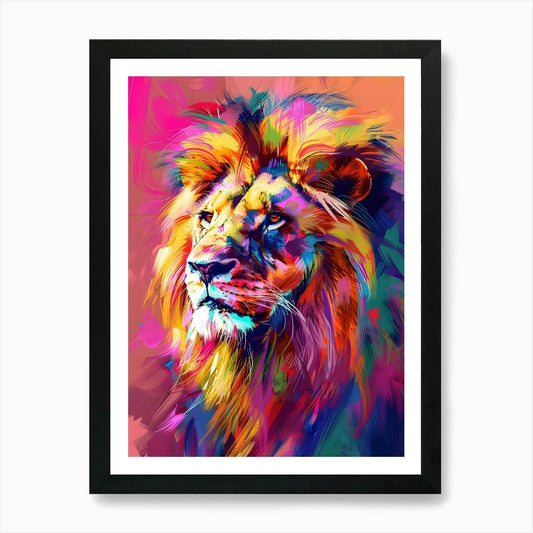 Colorful Lion 1 Art Print Framed Wall Art Poster Canvas Print Picture