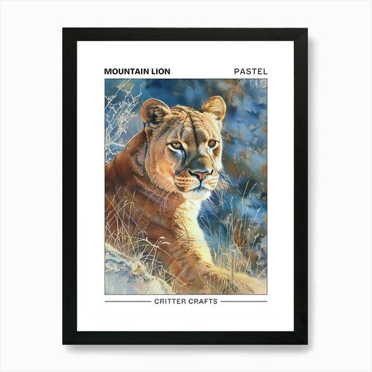 Mountain Lion Pastel Watercolour 2  Framed Wall Art Poster Canvas Print Picture
