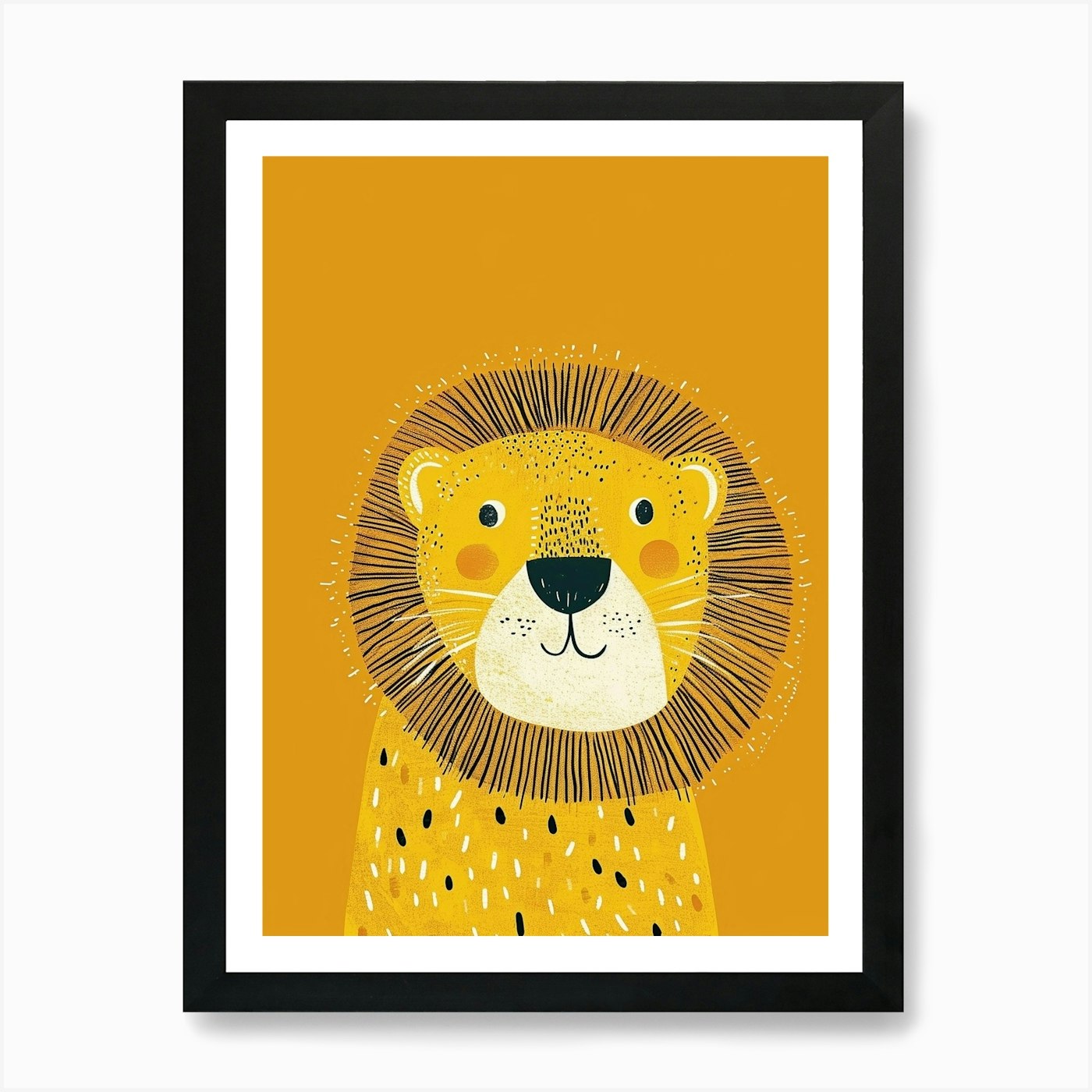 Yellow Lion 6 Art Print Framed Wall Art Poster Canvas Print Picture