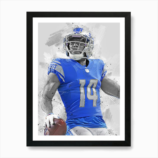 Amon-Ra St. Brown Detroit Lions Art Framed Wall Art Poster Canvas Print Picture