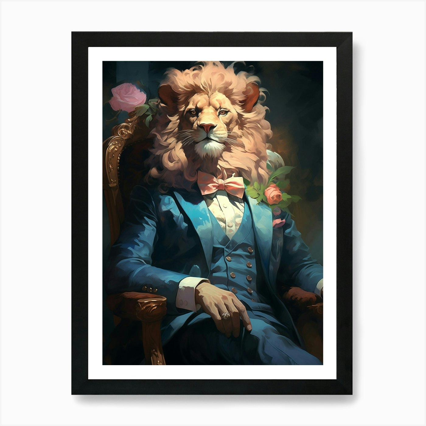 Lion In A Suit 1 Art Print Framed Wall Art Poster Canvas Print Picture