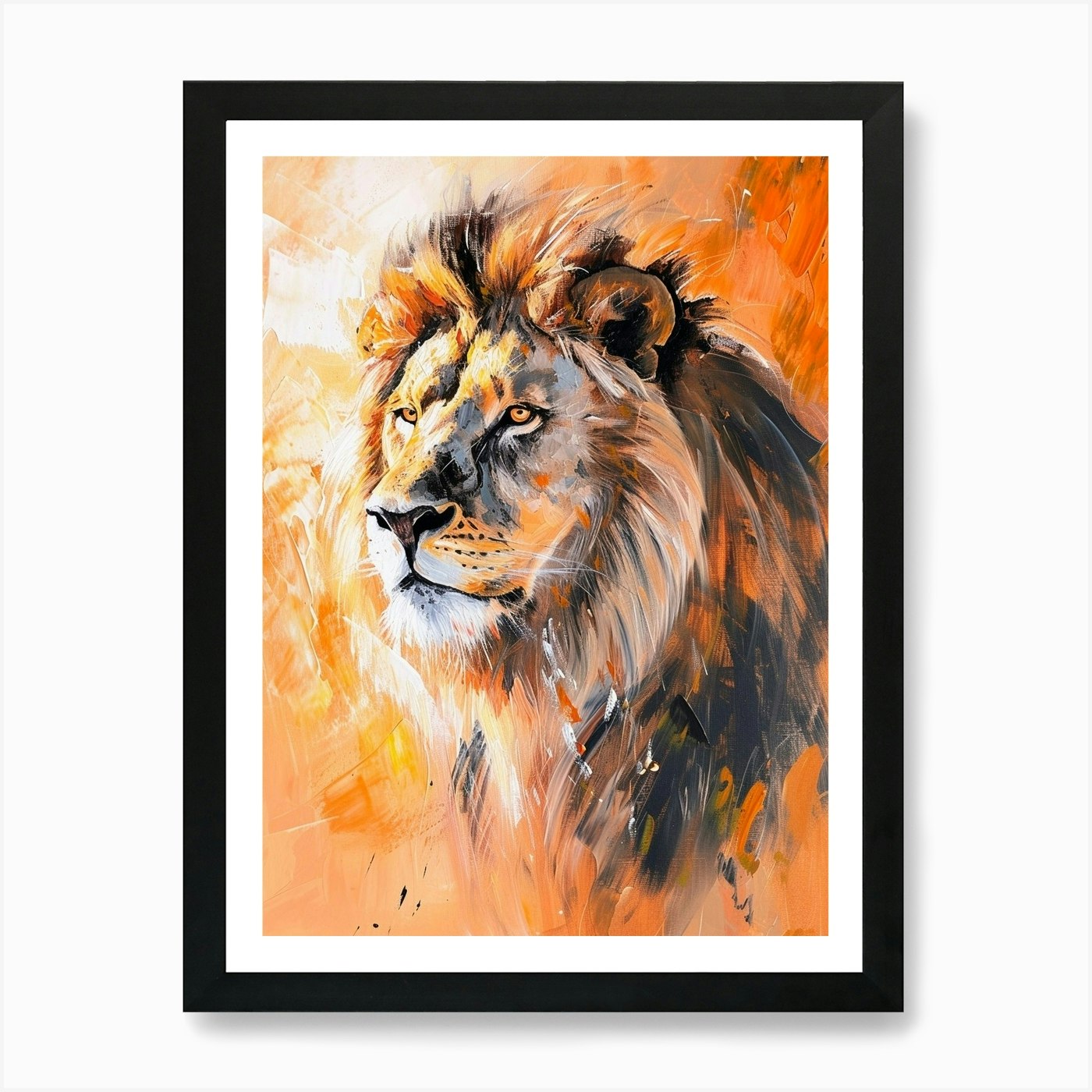 African Lion Symbolic Imagery Acryl Framed Wall Art Poster Canvas Print Picture